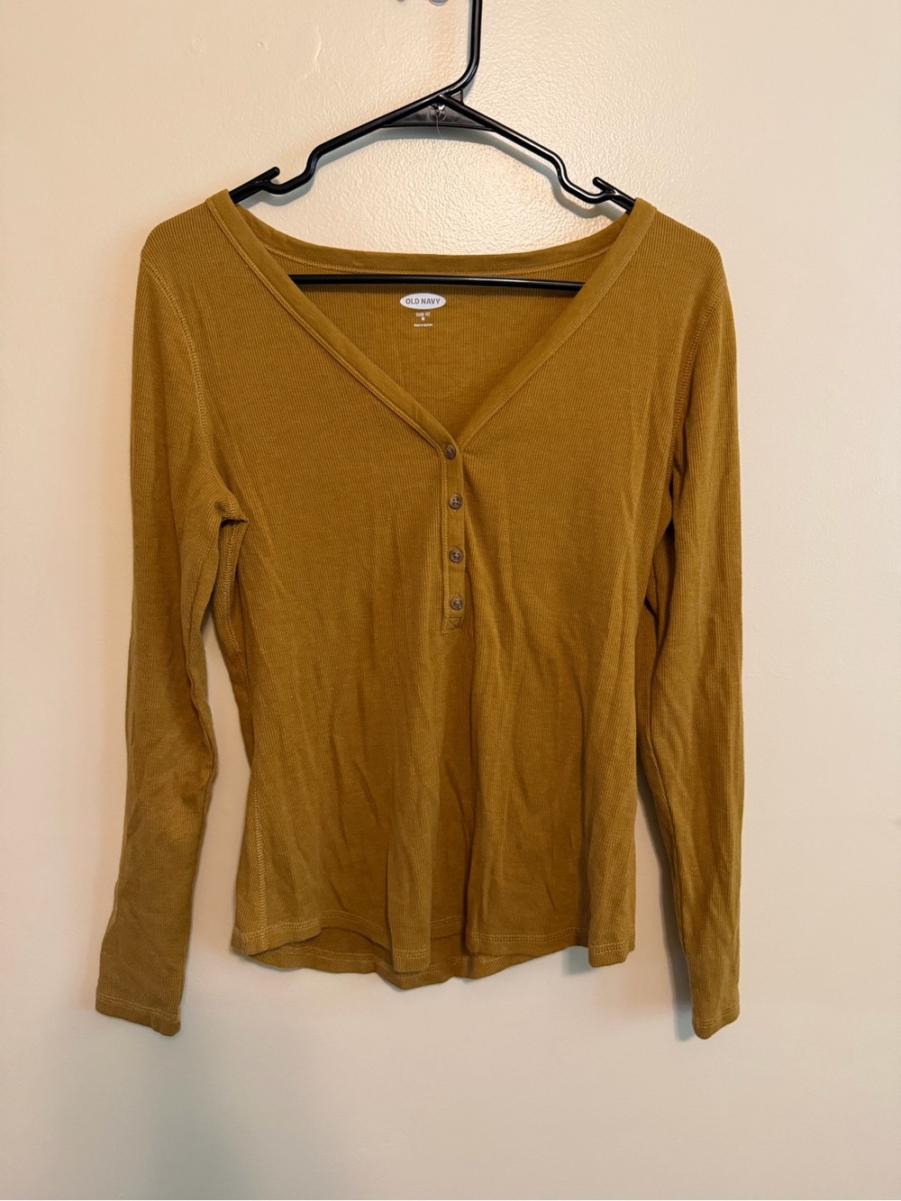 Old Navy Long-Sleeve Henley Top in Mustard Yellow